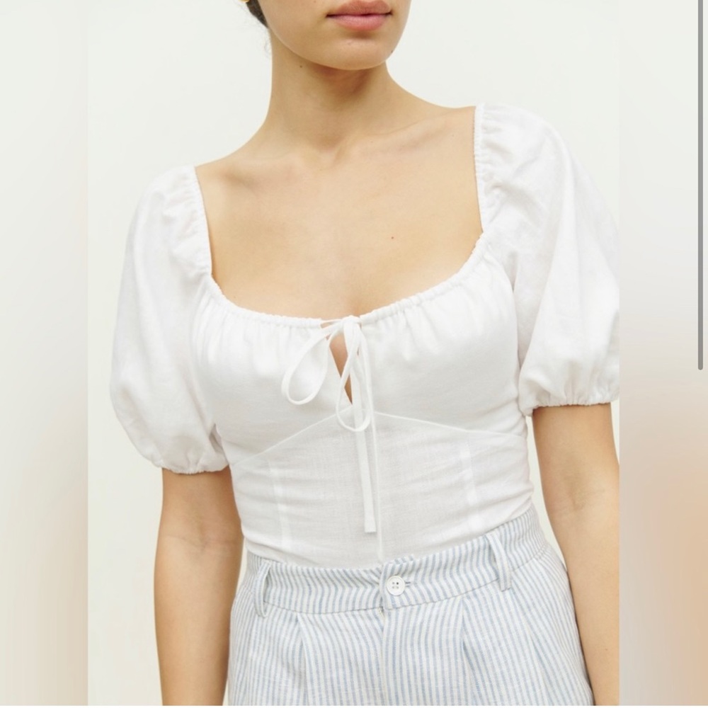 Reformation Rory Linen Top White - Brand New!